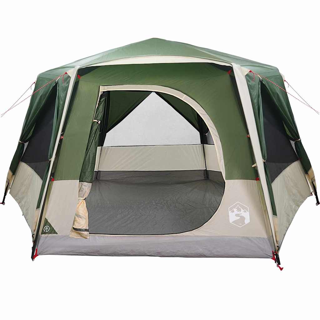 Cabin tent 7-person tetővel tárolóval zöld 400 x 350 x 212 cm