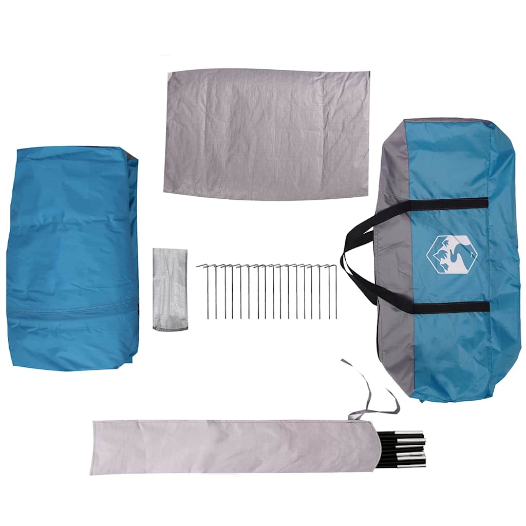 Cabin tent 7-person tetővel tárolóval kék 400 x 350 x 212 cm