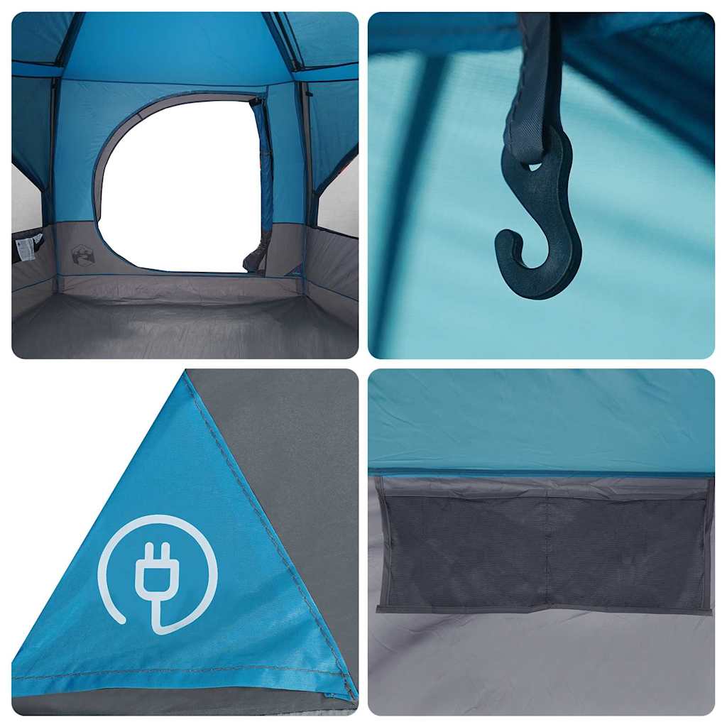 Cabin tent 5-person tetővel kék és szürke 333 x 317 x 194 cm
