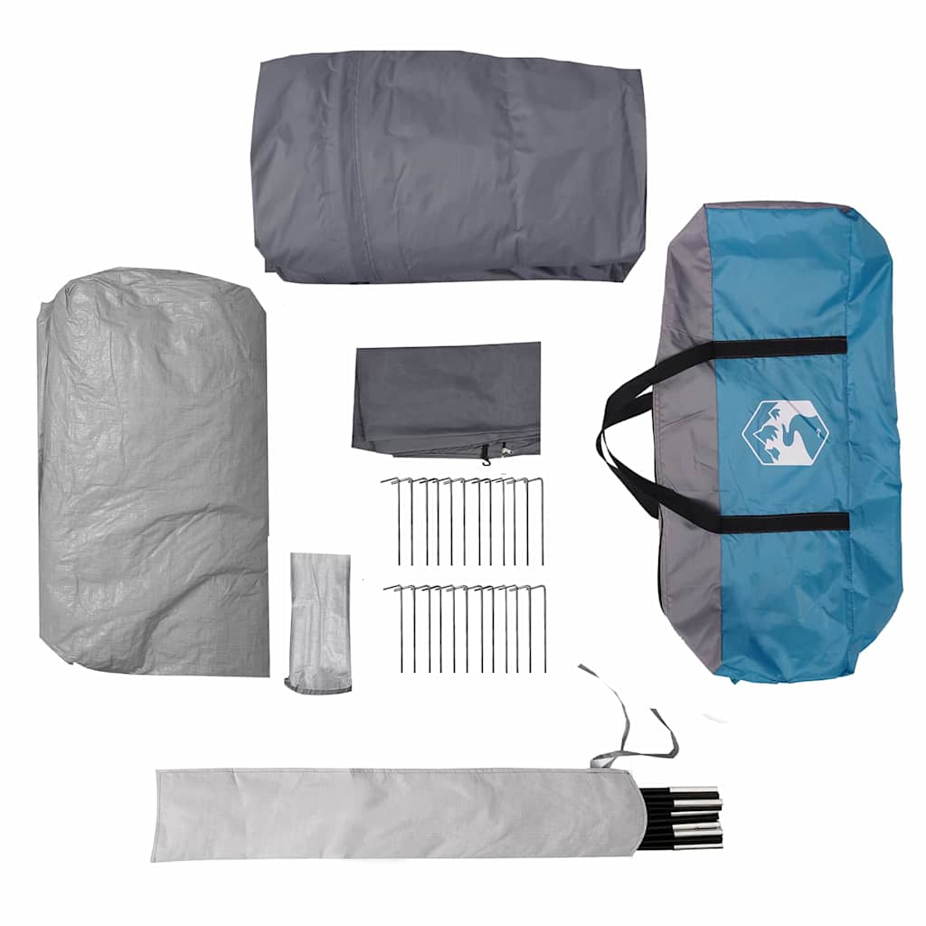 Alagút sátor tetővel tárolóval kék és szürke 778 x 356 x 210 cm