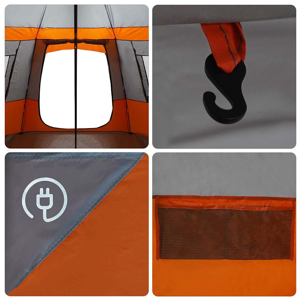 Kabin sátor tetővel szürke és narancs 500 x 500 x 294 cm