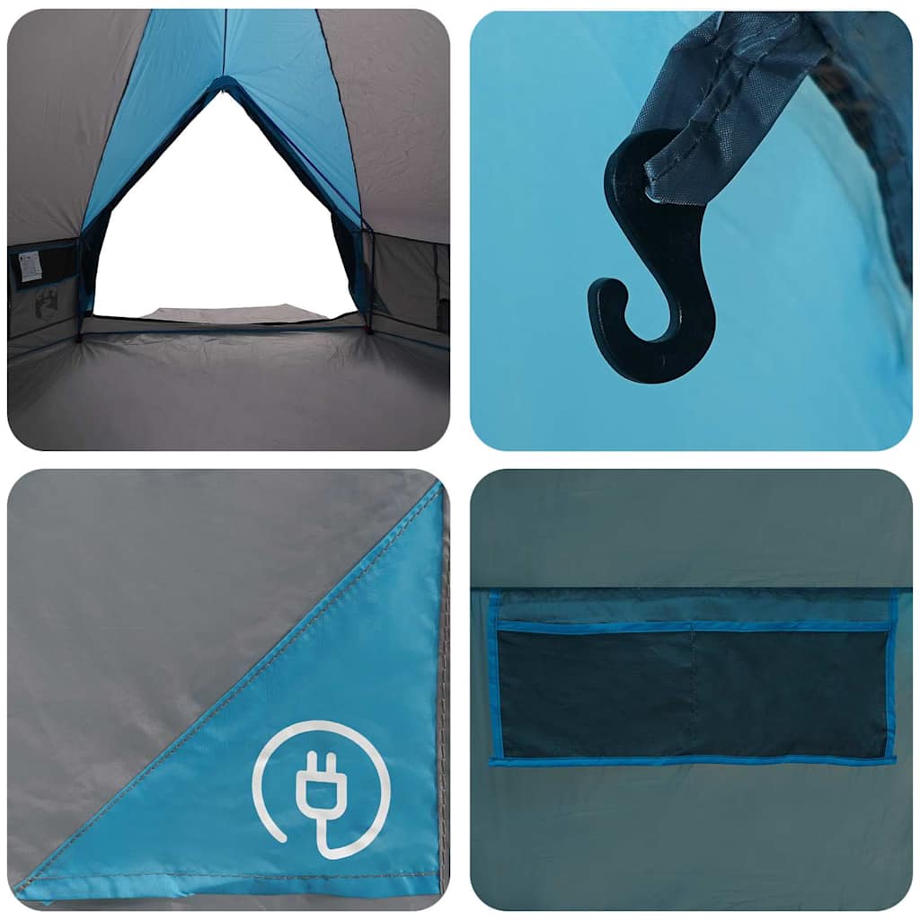 Teepee sátor 10 fős tetővel kék és szürke 567 x 470 x 242 cm