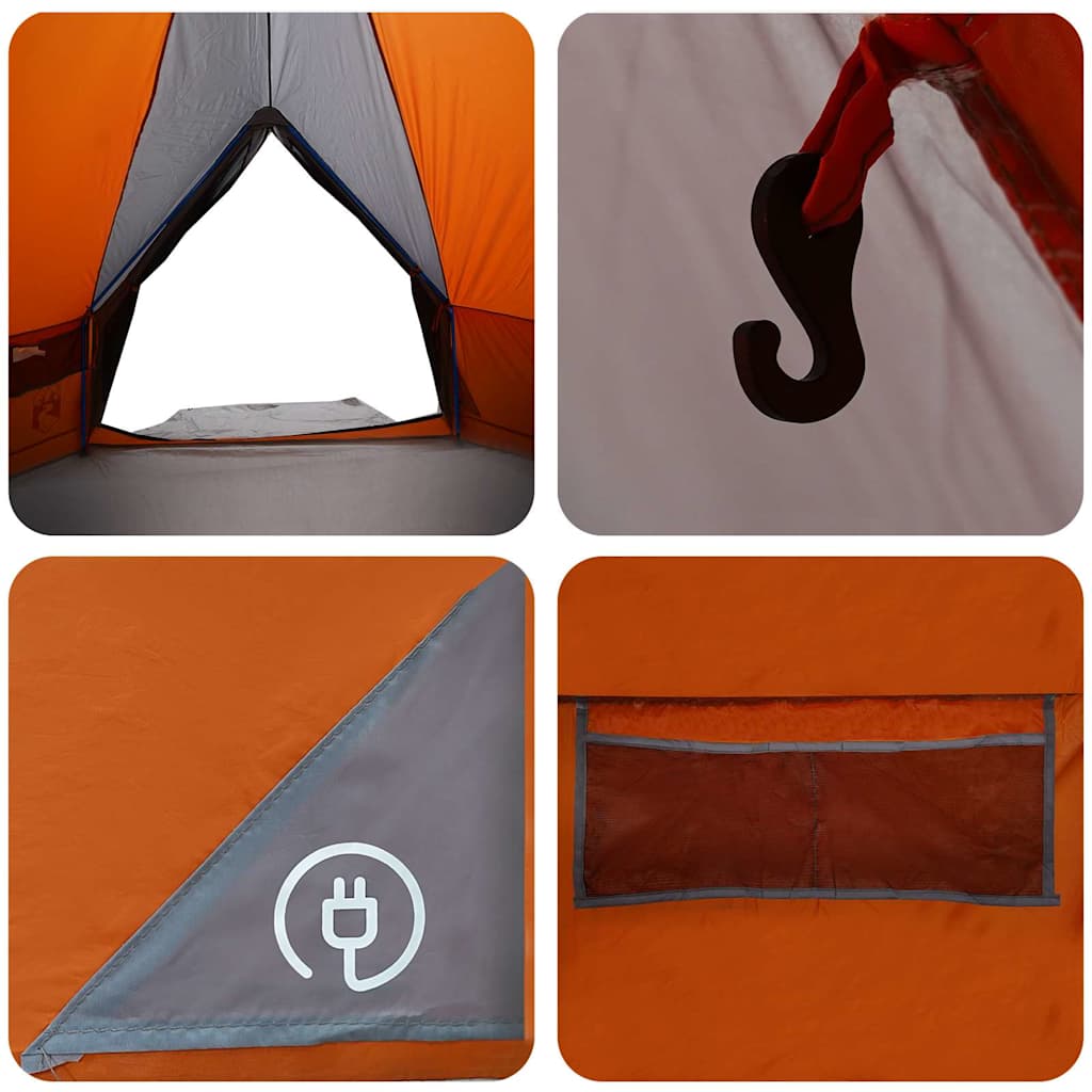Teepee sátor 10 fős szürke és narancs 567 x 470 x 242 cm