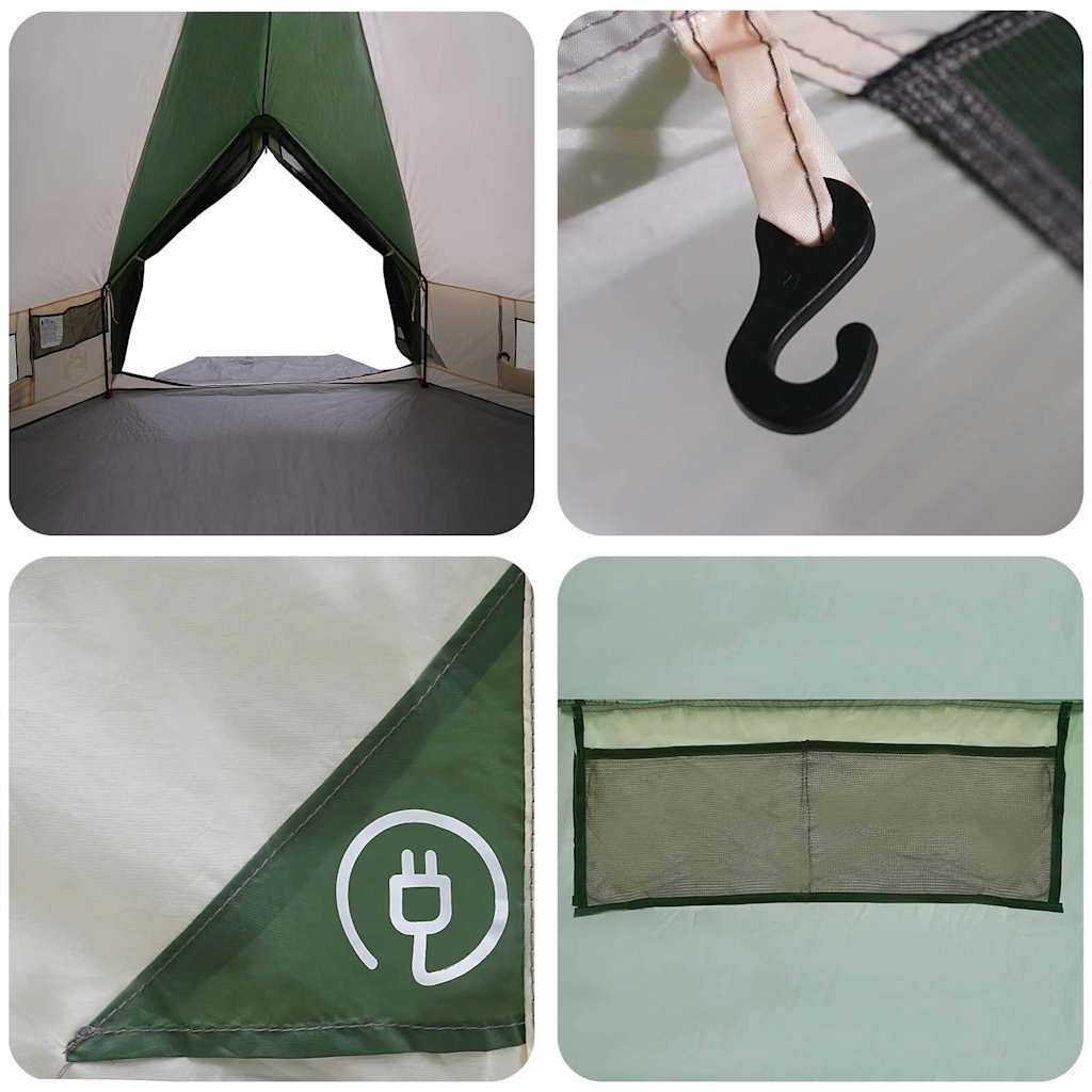 Teepee sátor 8 fős tetővel zöld és fehér 490 x 410 x 210 cm