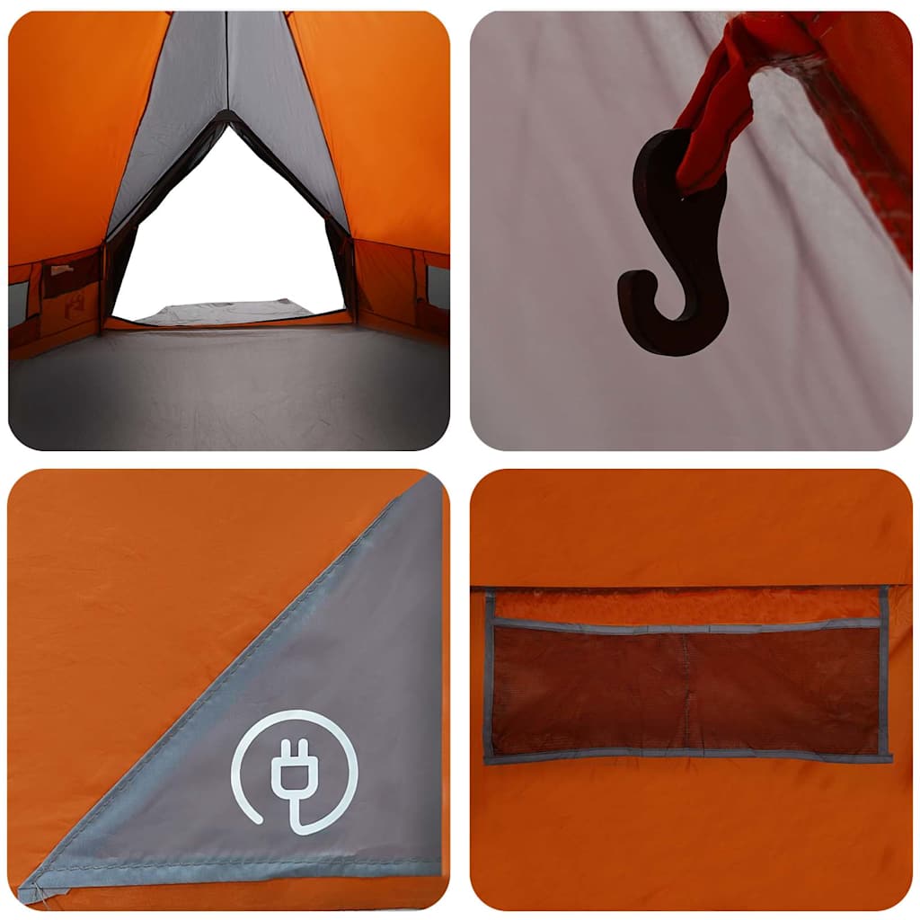 Teepee sátor 8 fős tetővel szürke és narancs 490 x 410 x 210 cm