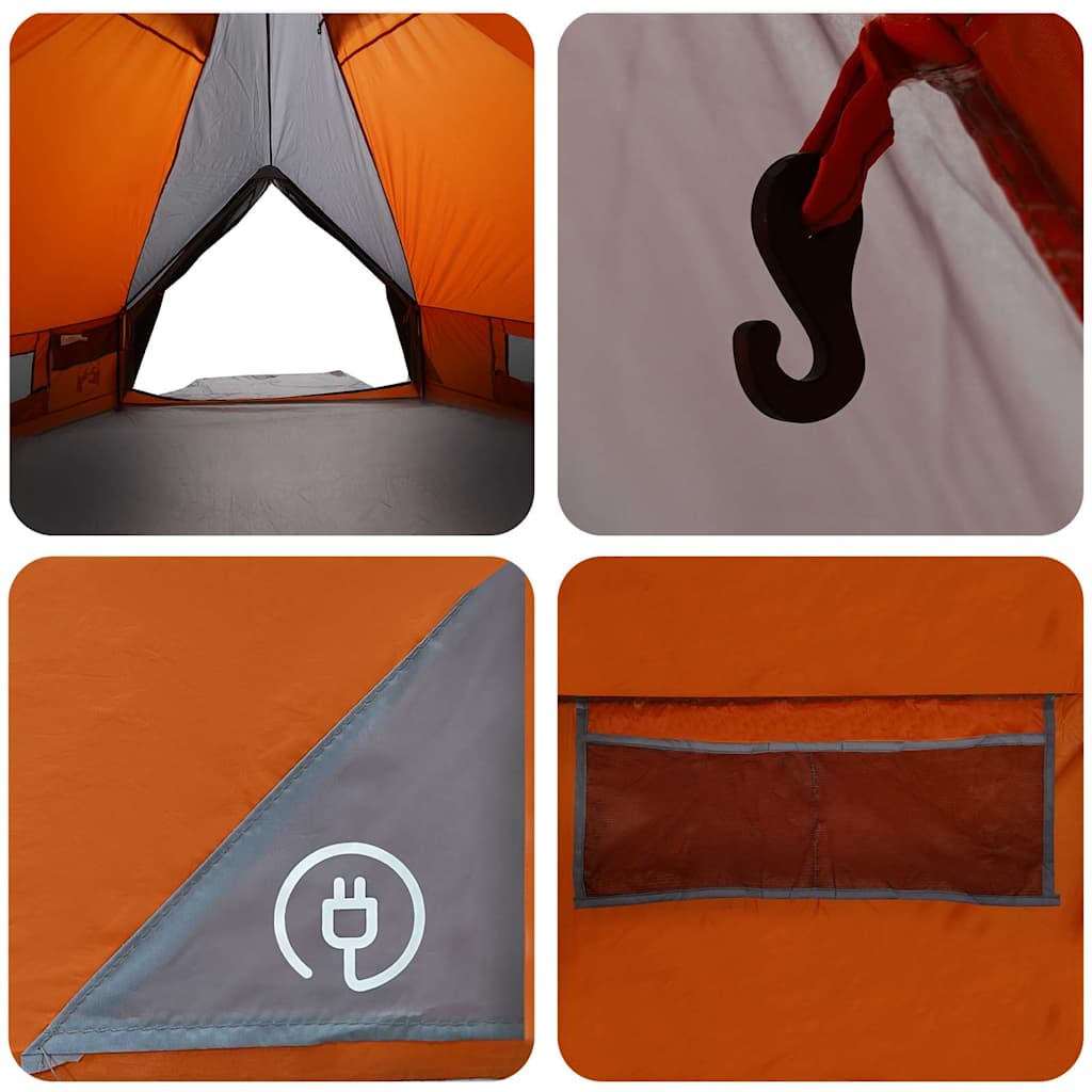 Teepee sátor 6 fős tetővel szürke és narancs 431 x 366 x 185 cm