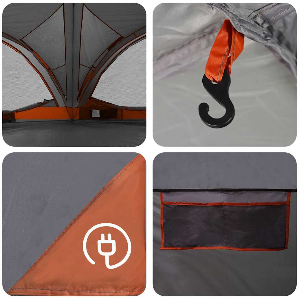 Családi sátor 10 fős szürke és narancs 460 x 430 x 214 cm