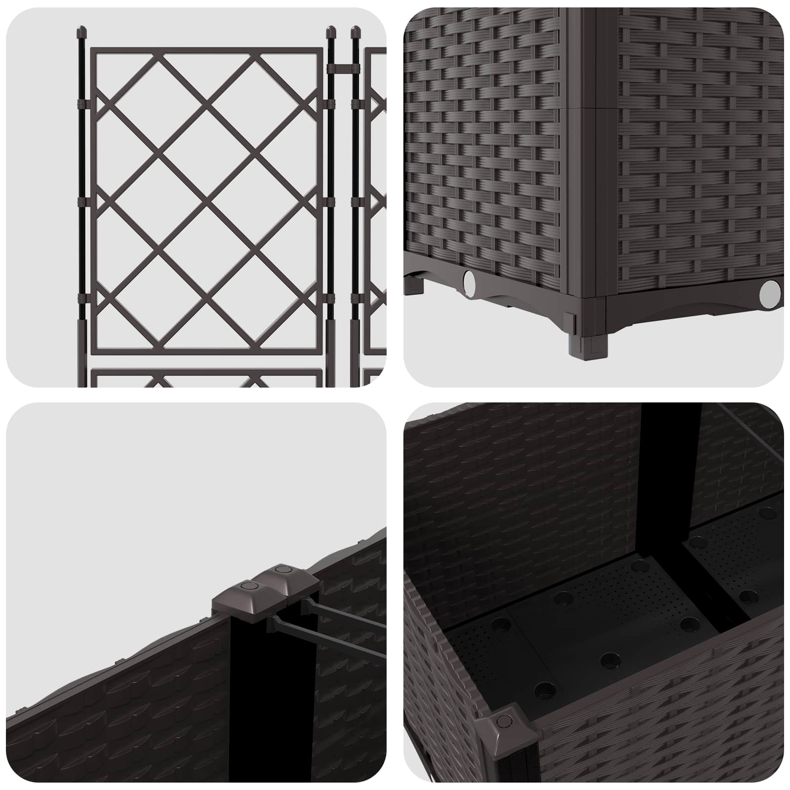 Kerti cserép 2 db barna 80 x 40 x 143 cm pp