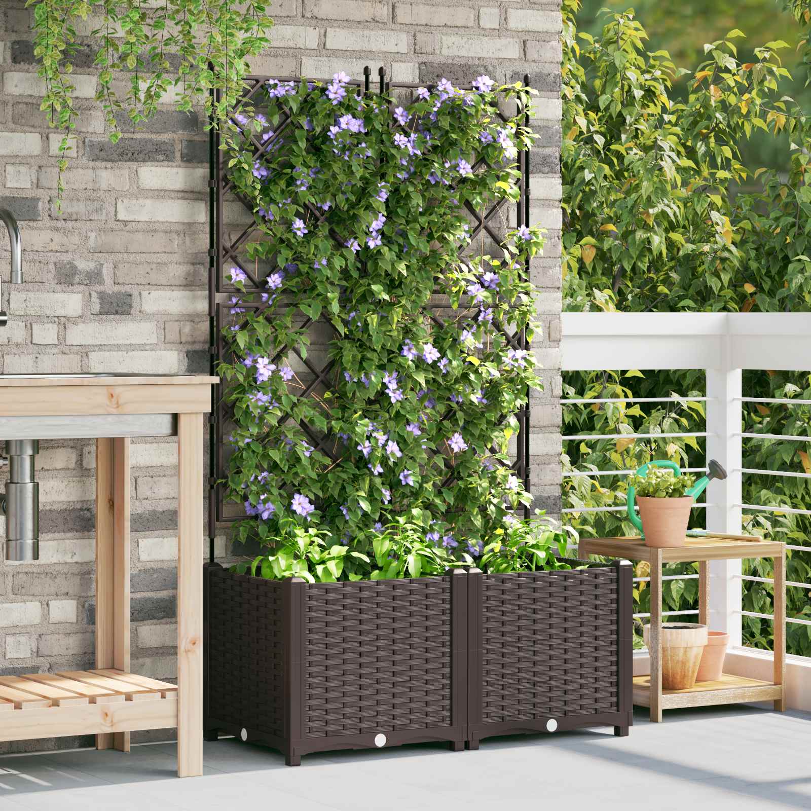 Kerti cserép 2 db barna 80 x 40 x 143 cm pp