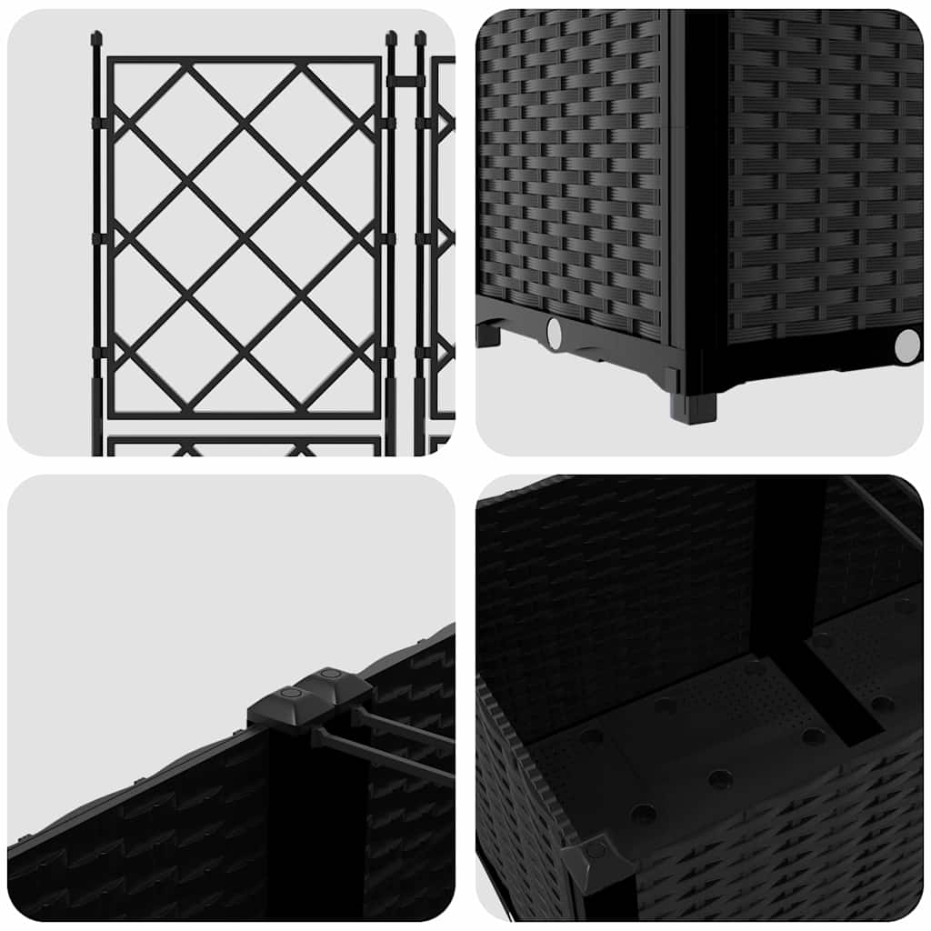 Kerti cserép 3 db fekete 80 x 80 x 143 cm pp