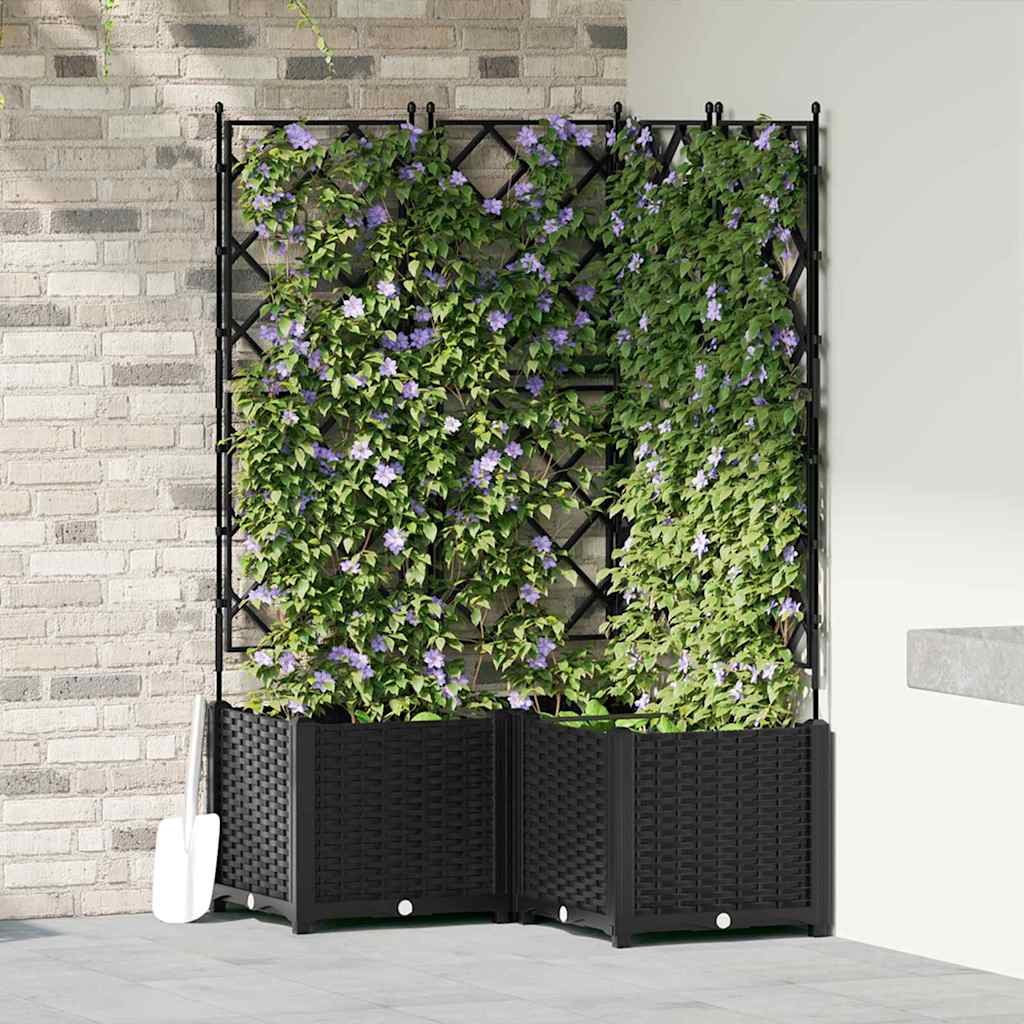 Kerti cserép 3 db fekete 80 x 80 x 143 cm pp