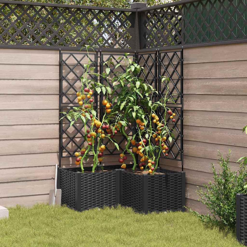 Kerti cserép 3 db fekete 80 x 80 x 143 cm pp