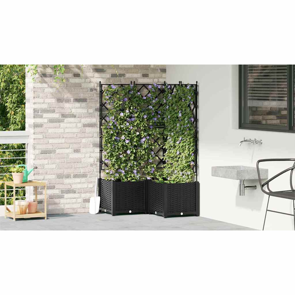 Kerti cserép 3 db fekete 80 x 80 x 143 cm pp