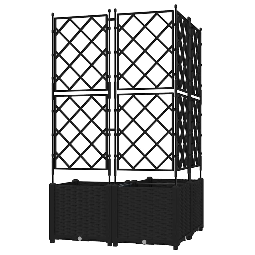 Kerti cserép 3 db fekete 80 x 80 x 143 cm pp