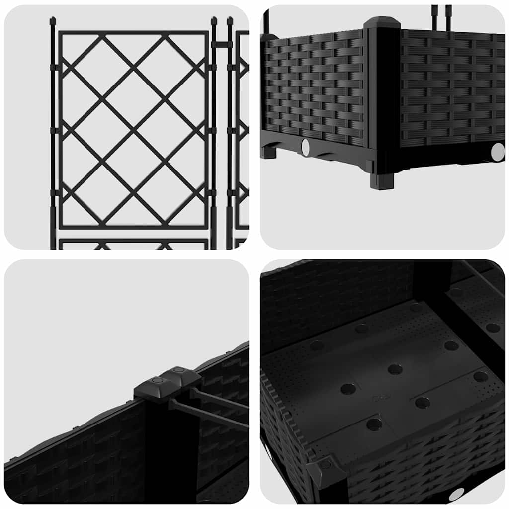 Kerti cserép 5 pcs fekete 120 x 120 x 125,5 cm műanyag