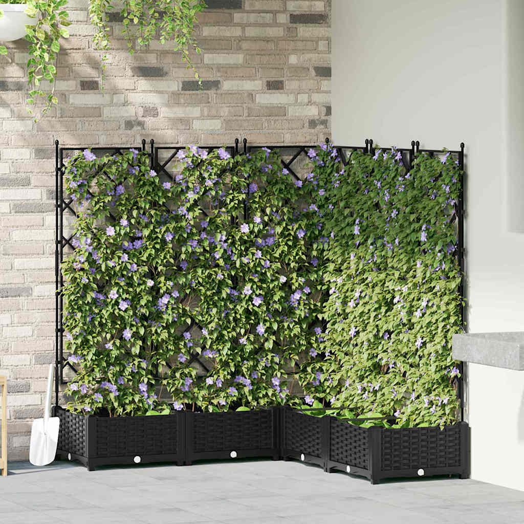 Kerti cserép 5 pcs fekete 120 x 120 x 125,5 cm műanyag