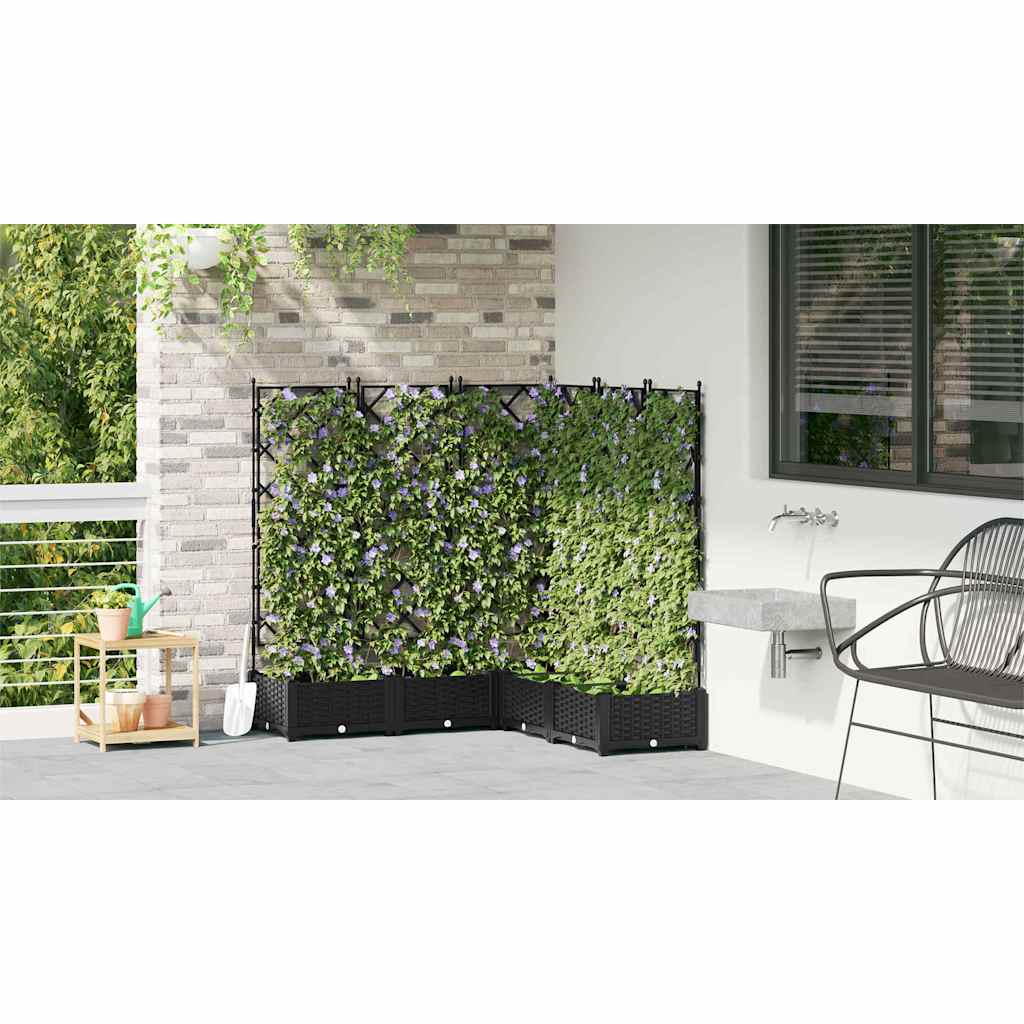 Kerti cserép 5 pcs fekete 120 x 120 x 125,5 cm műanyag