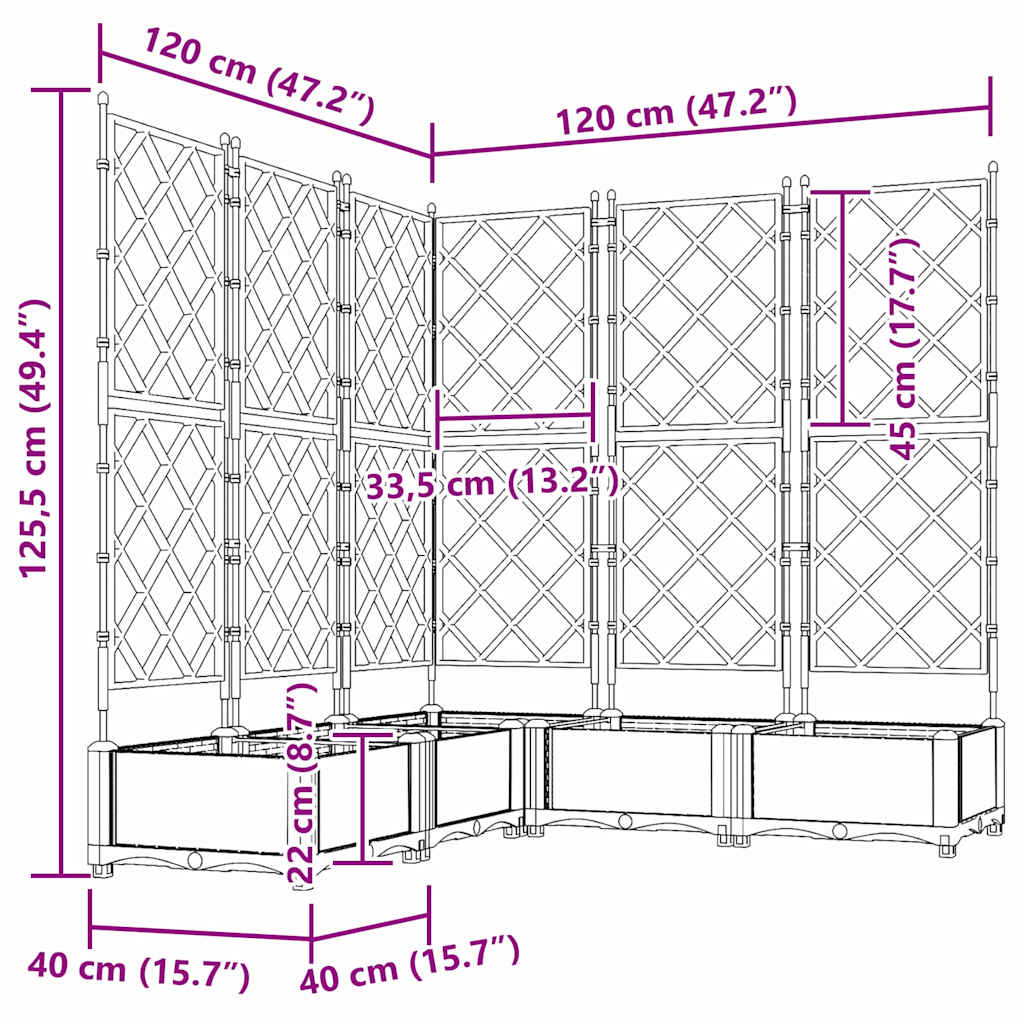 Kerti cserép 5 pcs fekete 120 x 120 x 125,5 cm műanyag