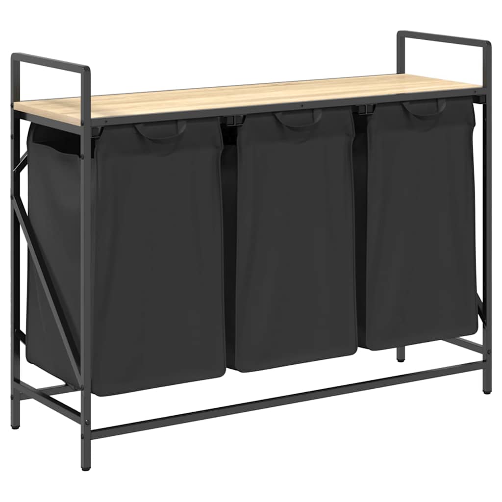 Sonoma tölgy mosodai kosár 3 rekeszes polccal