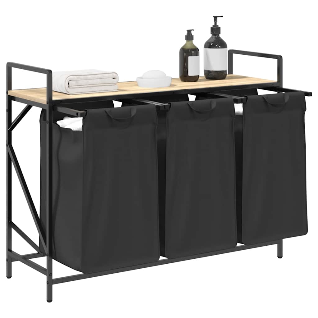 Sonoma tölgy mosodai kosár 3 rekeszes polccal