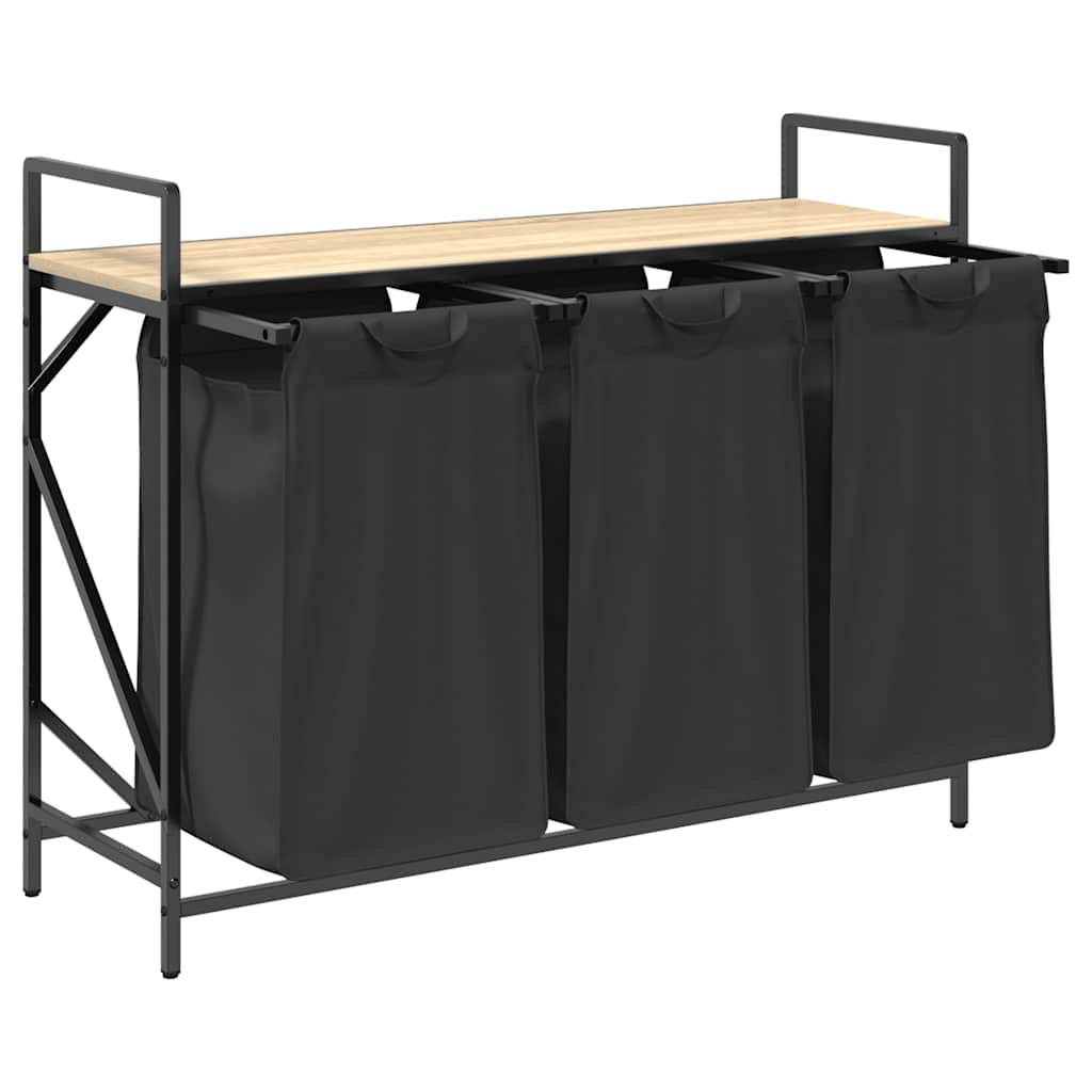 Sonoma tölgy mosodai kosár 3 rekeszes polccal