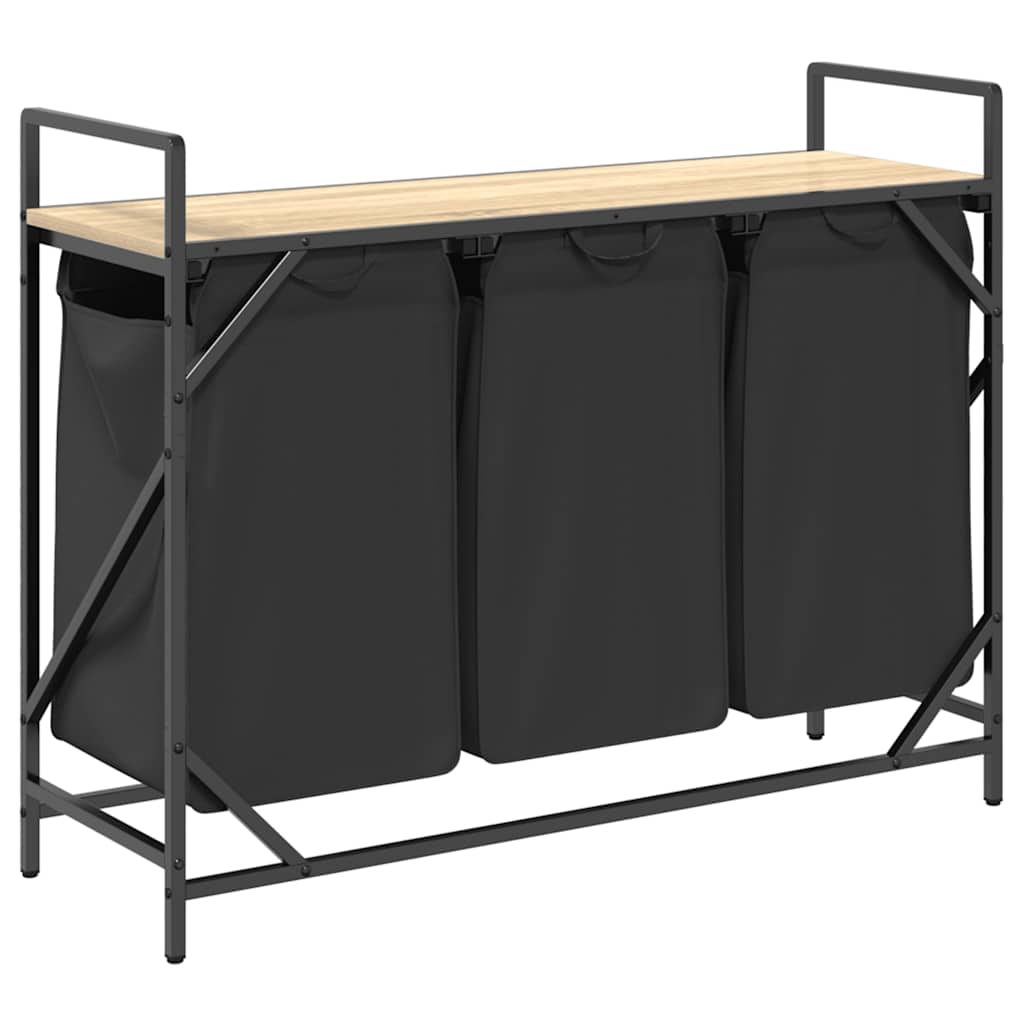 Sonoma tölgy mosodai kosár 3 rekeszes polccal