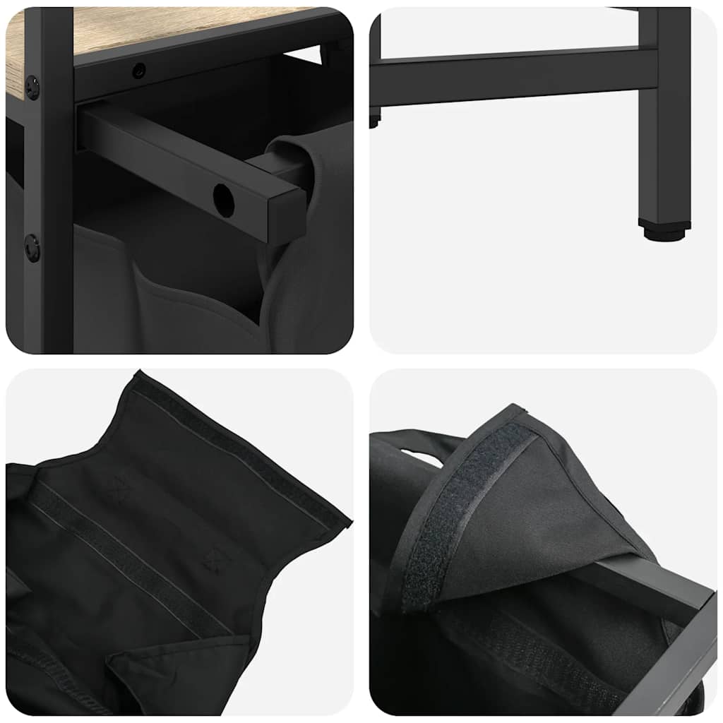 Sonoma tölgy mosodai kosár 3 rekeszes polccal