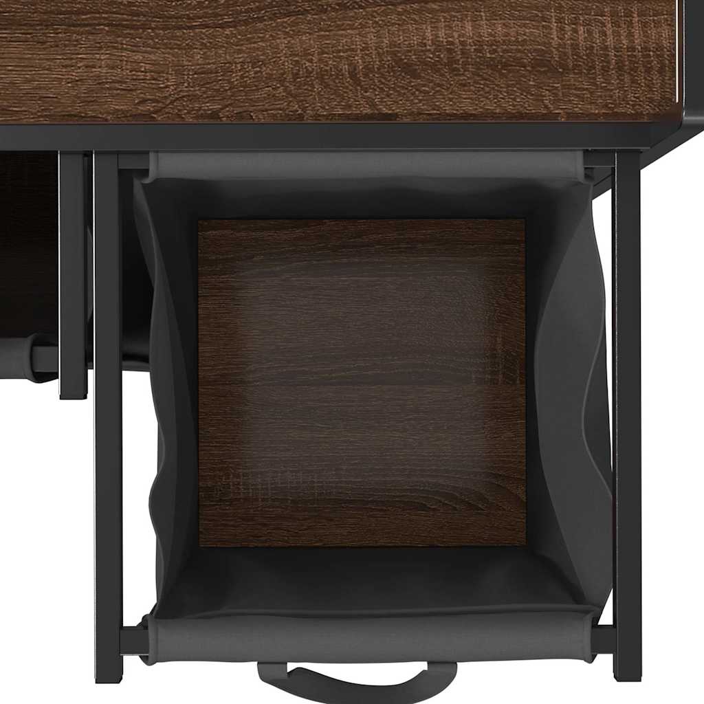 Barna tölgy mosodai kosár 2 rekeszes polccal