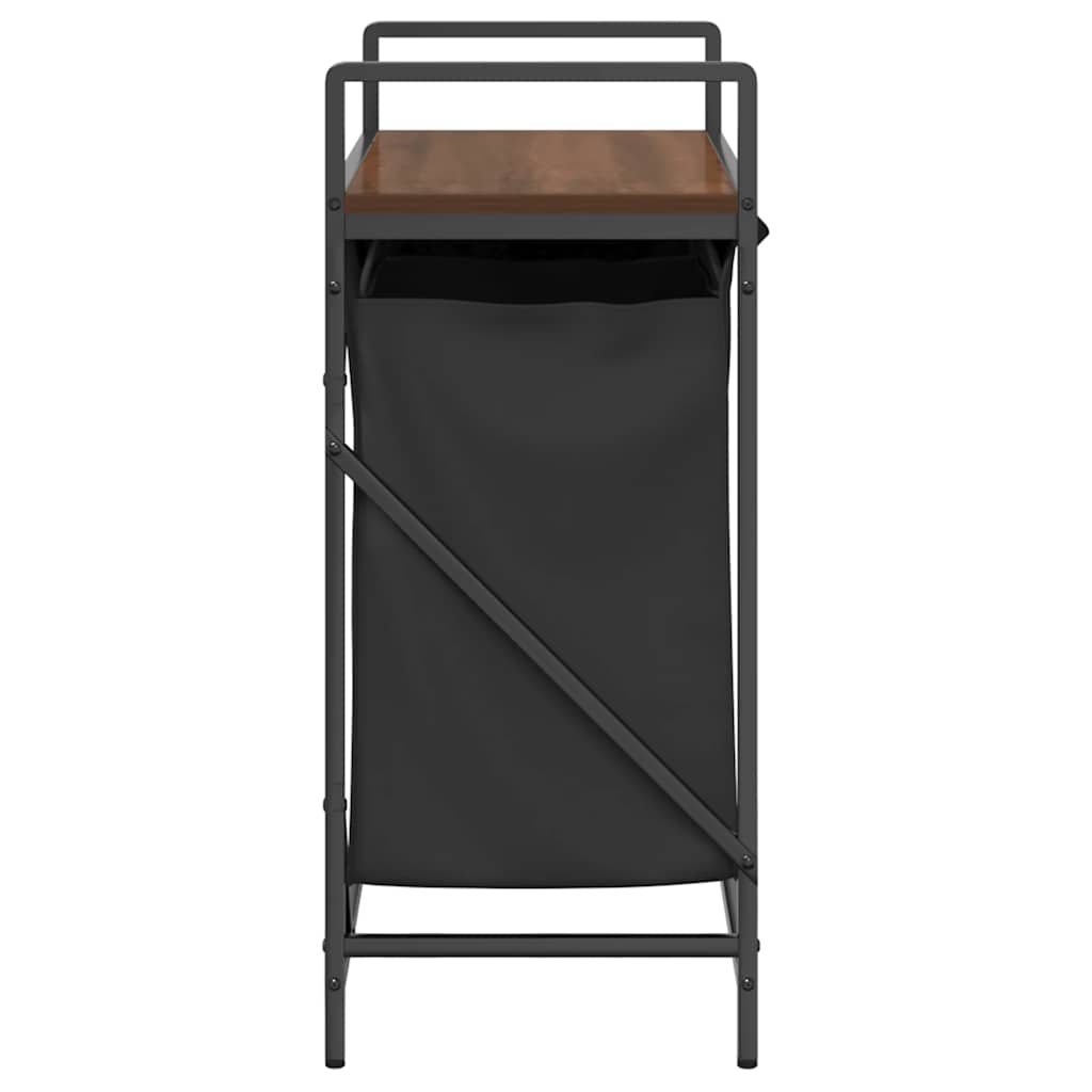 Barna tölgy mosodai kosár 2 rekeszes polccal