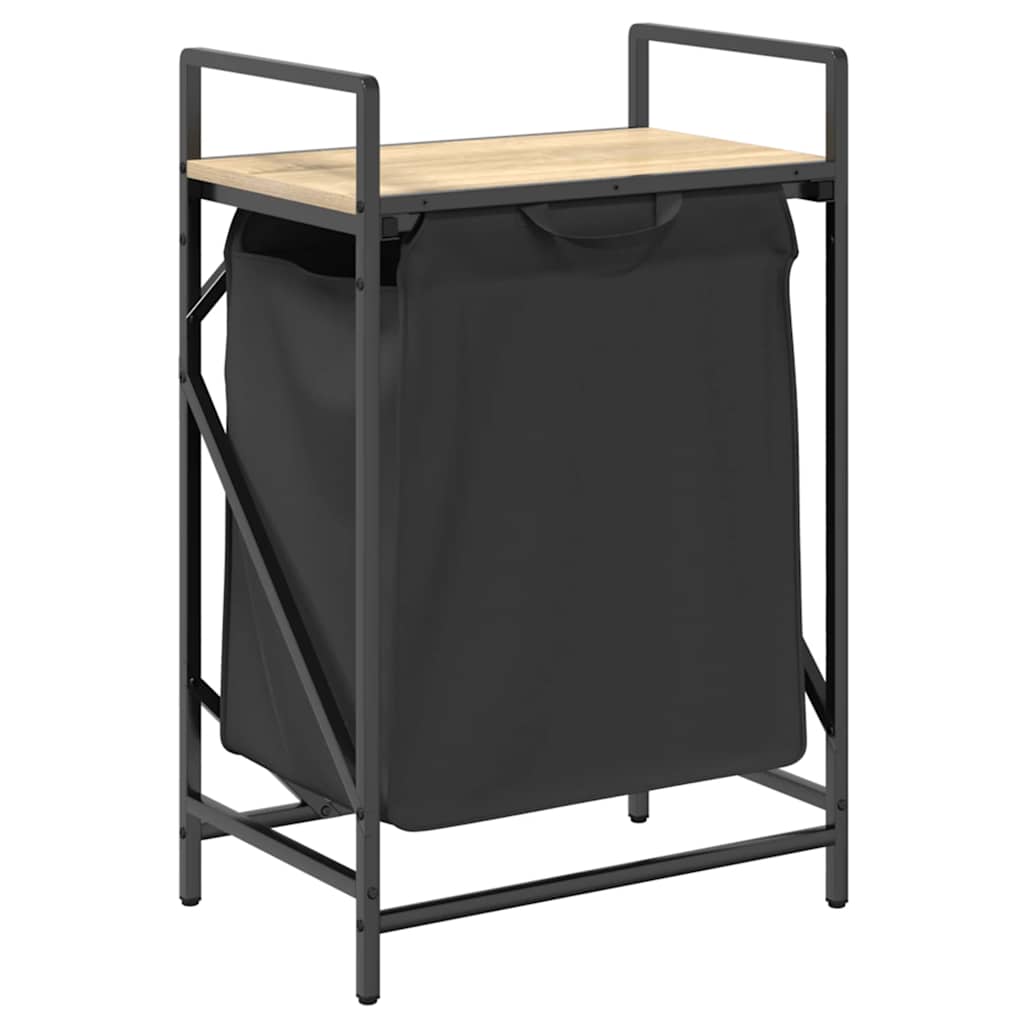 Fekete tölgyfa mosodai kosár 1 rekeszes polccal