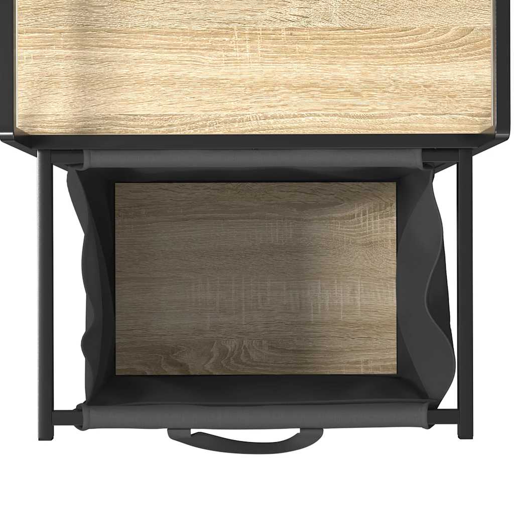 Fekete tölgyfa mosodai kosár 1 rekeszes polccal