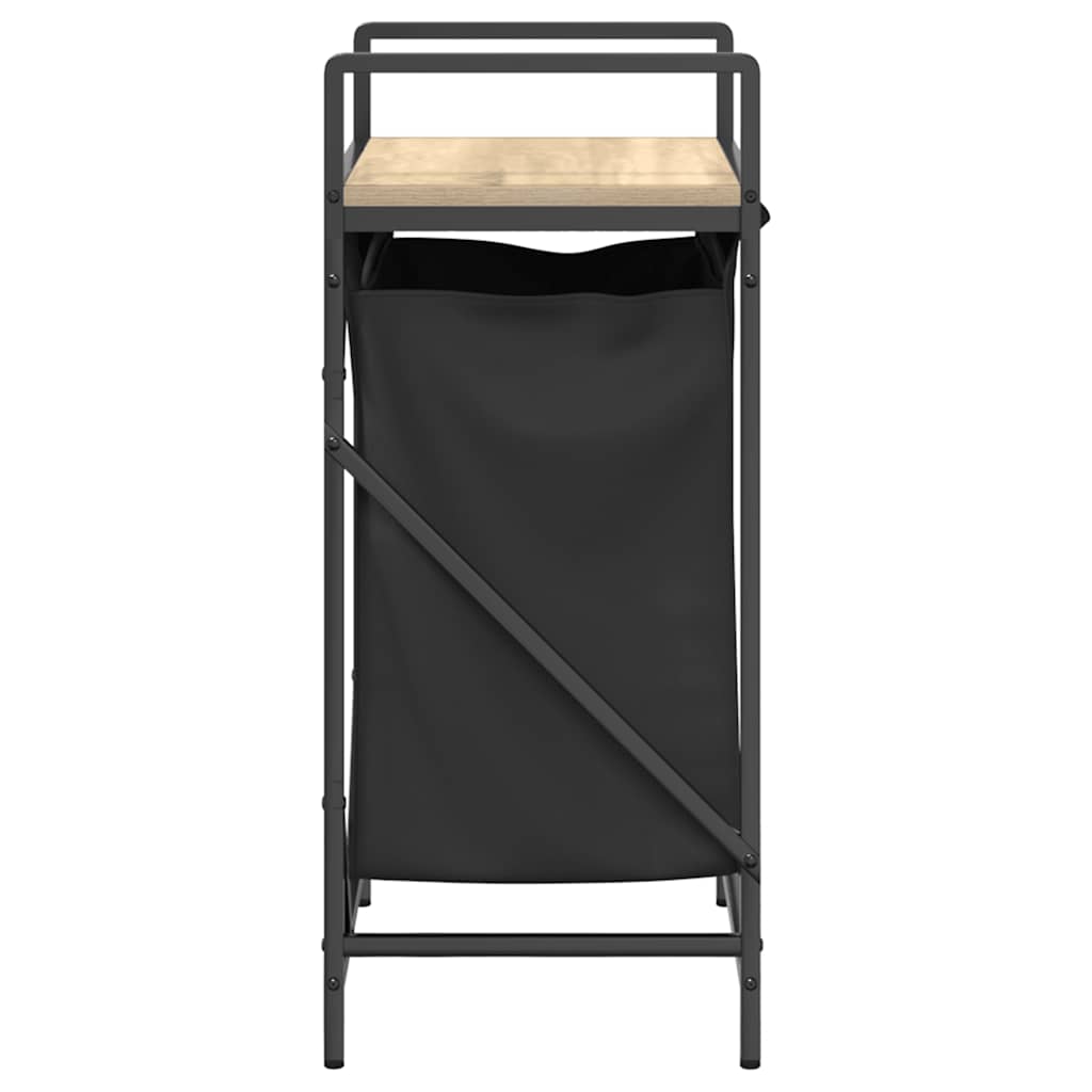 Fekete tölgyfa mosodai kosár 1 rekeszes polccal