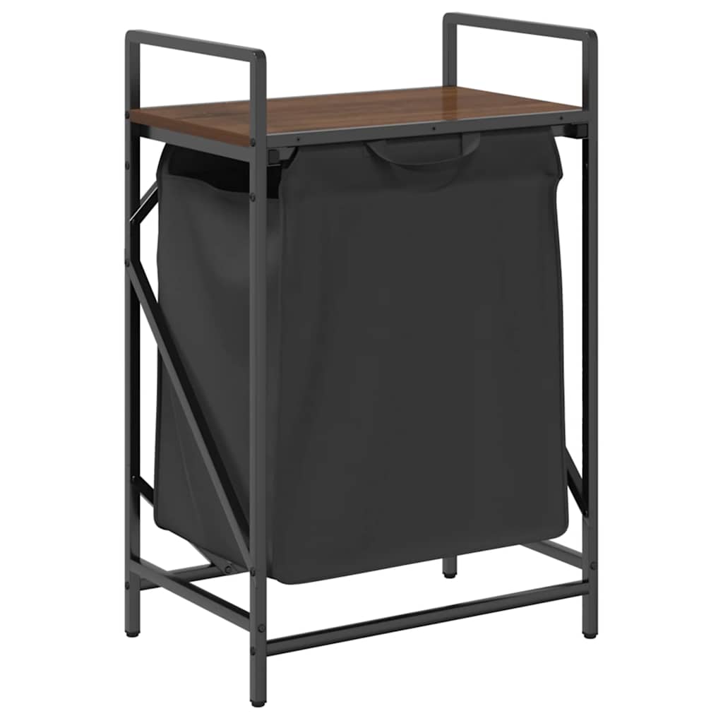 Barna tölgy mosodai kosár 1 rekeszes polccal