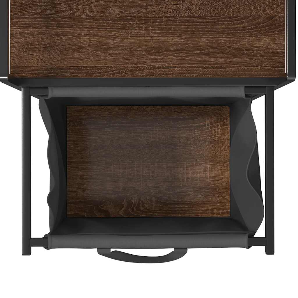 Barna tölgy mosodai kosár 1 rekeszes polccal