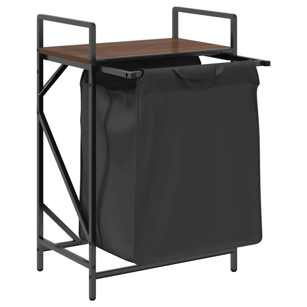 Barna tölgy mosodai kosár 1 rekeszes polccal