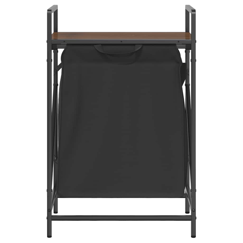 Barna tölgy mosodai kosár 1 rekeszes polccal