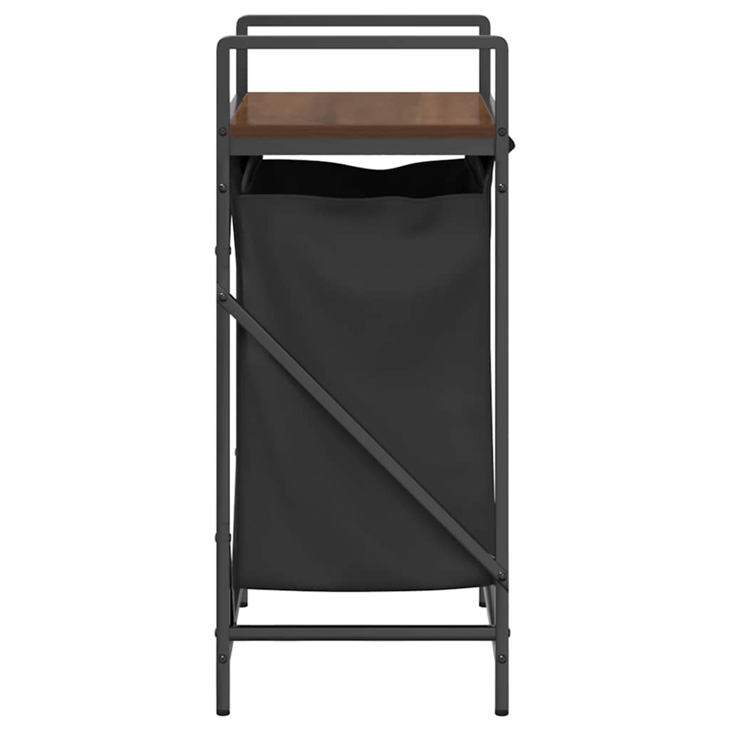 Barna tölgy mosodai kosár 1 rekeszes polccal