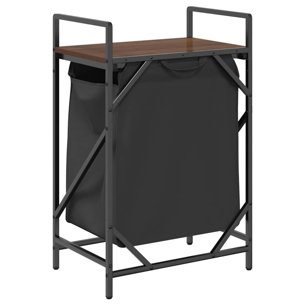 Barna tölgy mosodai kosár 1 rekeszes polccal