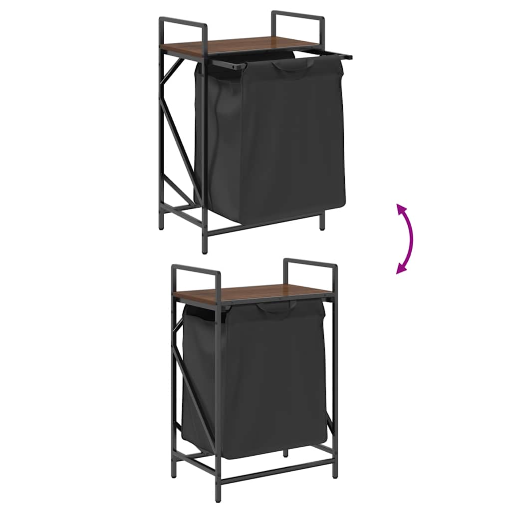 Barna tölgy mosodai kosár 1 rekeszes polccal