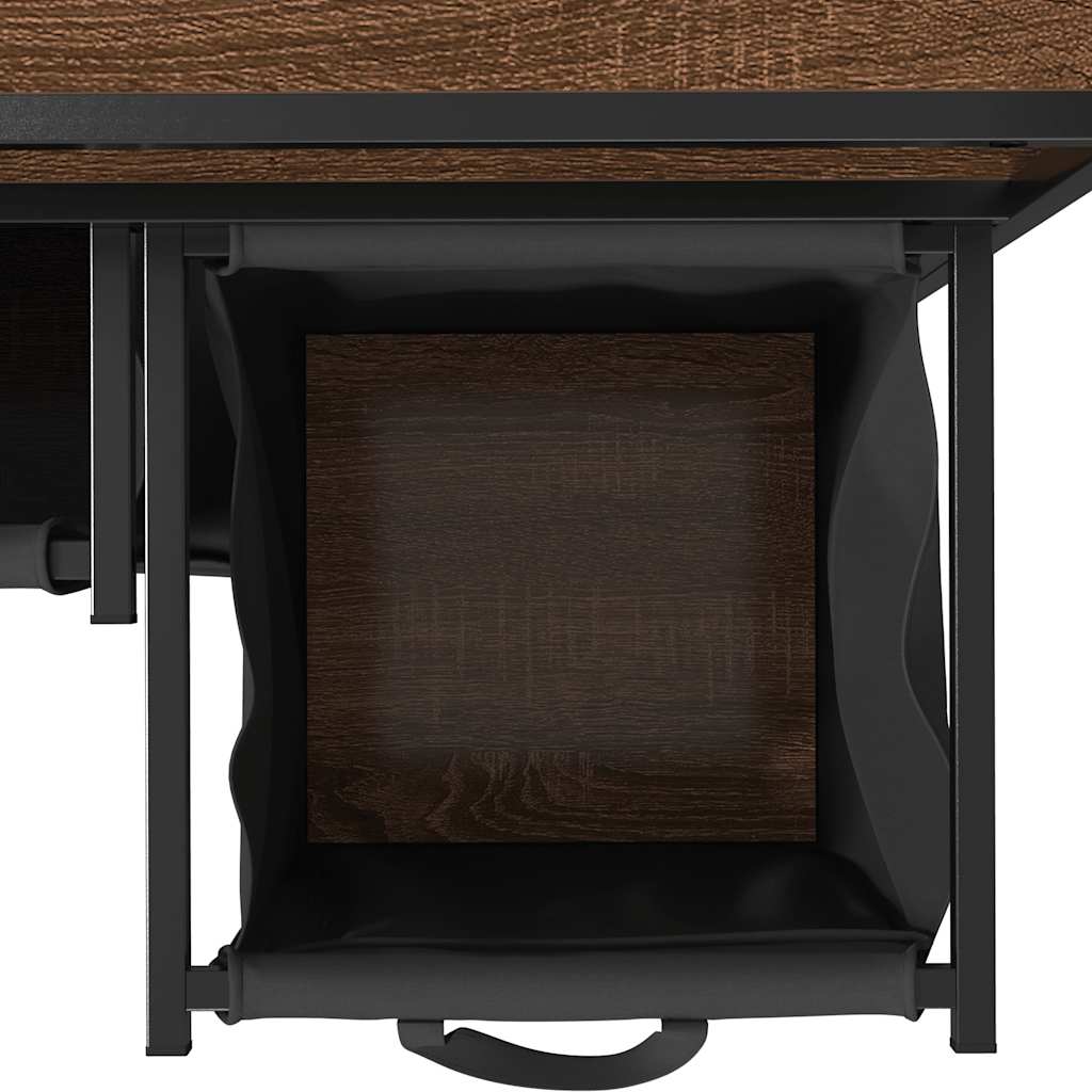 Barna tölgy mosodai kosár 3 rekeszes polcokkal