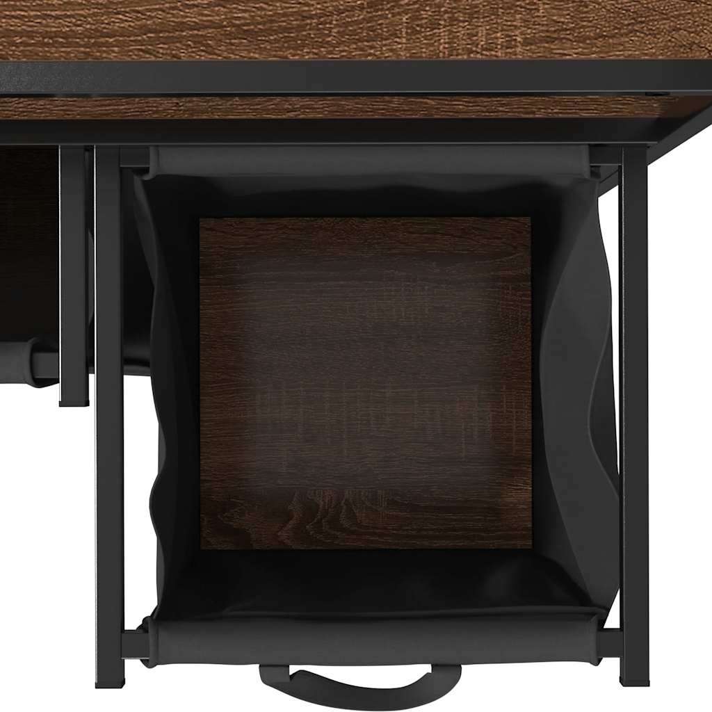 Barna tölgy mosodai kosár 2 rekeszes polcokkal