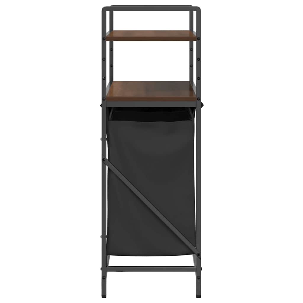 Barna tölgy mosodai kosár 2 rekeszes polcokkal