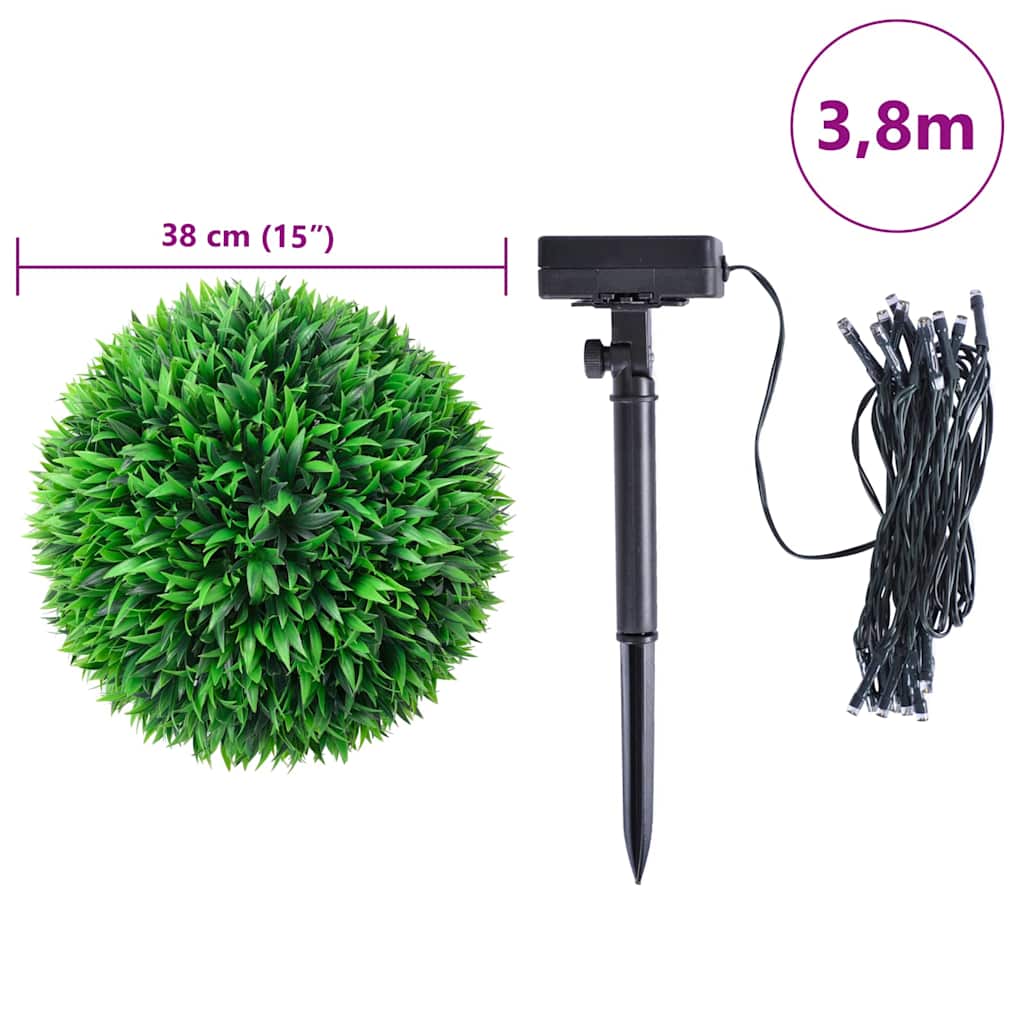 2 db zöld mesterséges boxwood gömbök led fényekkel 38 cm