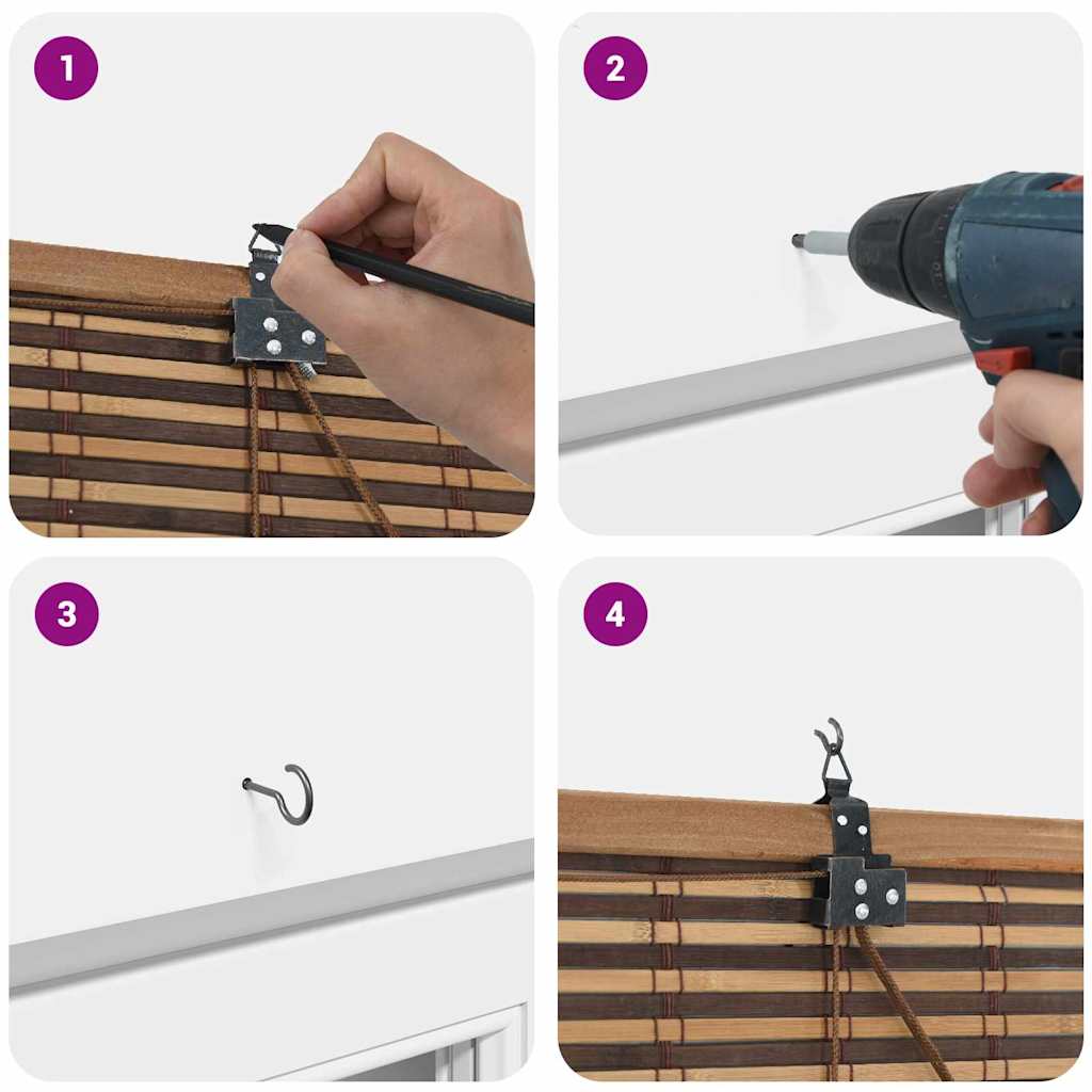 Ablak függönyök & árnyékolók barna 100 x 160 cm bambusz