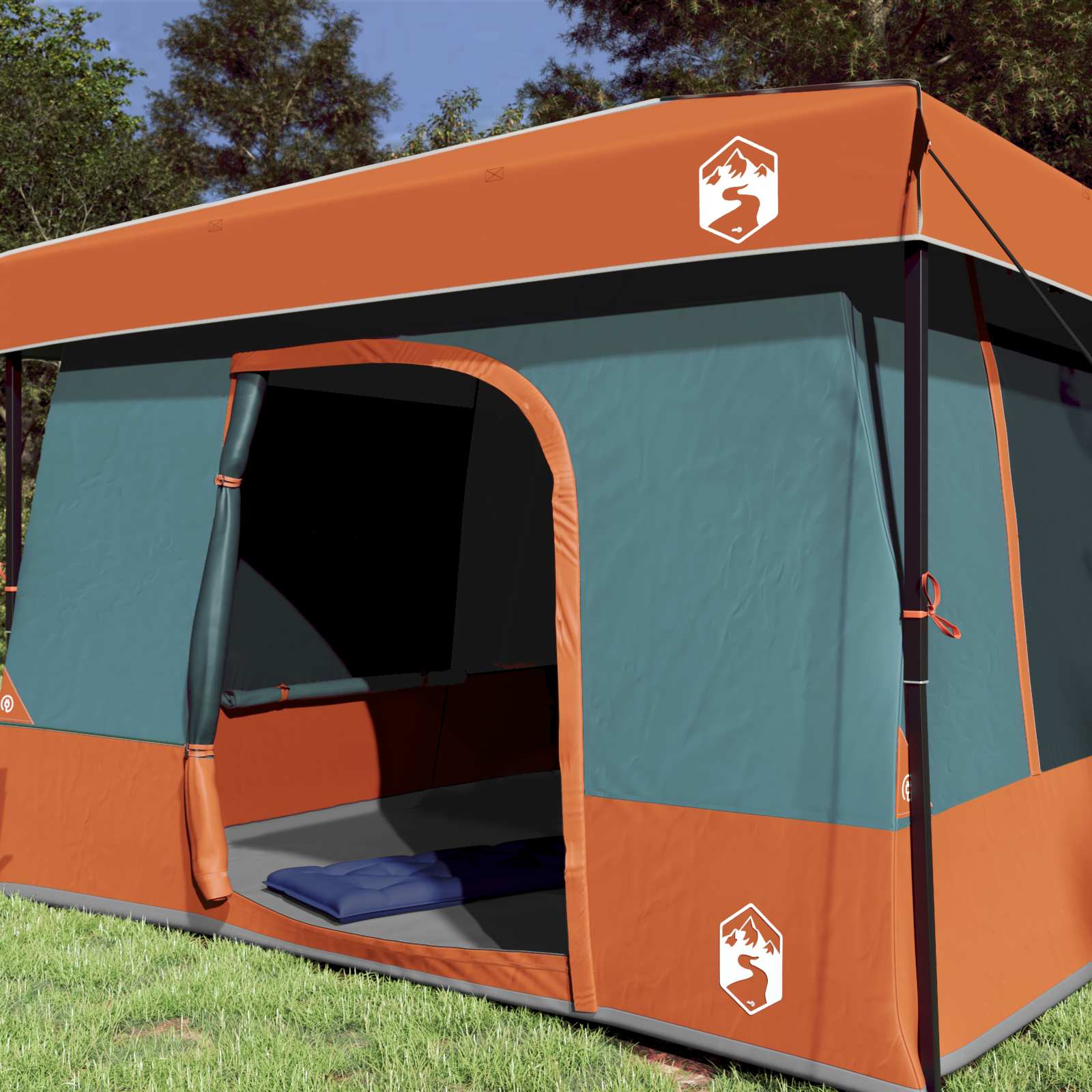 Kemping sátor szett 2 pcs szürke és narancs taffeta és szövet