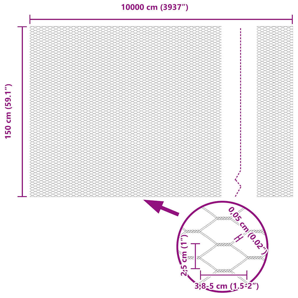 Hexagon kerítés ezüst 1.5 x 100 m horganyzott acél