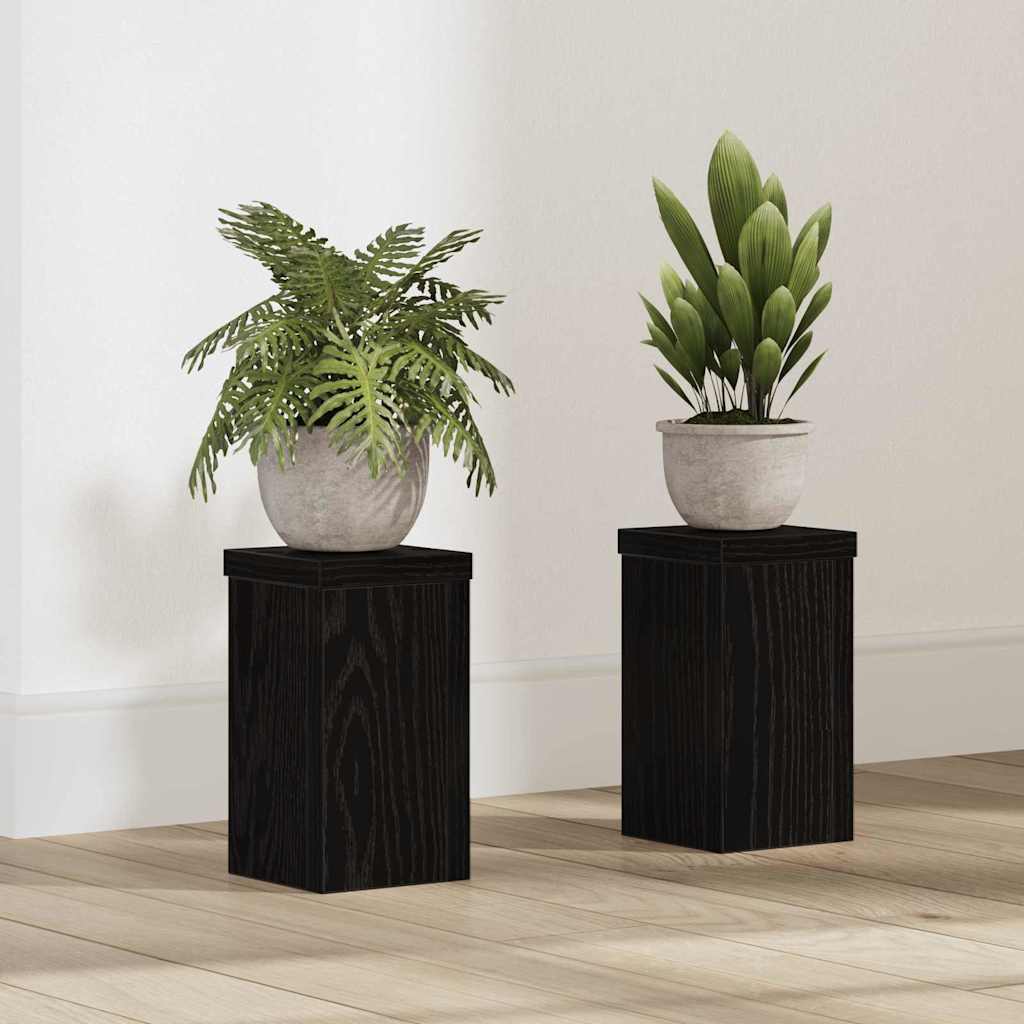 Növényállvány 2 pcs fekete tölgy 10 x 10 x 18 cm faanyag