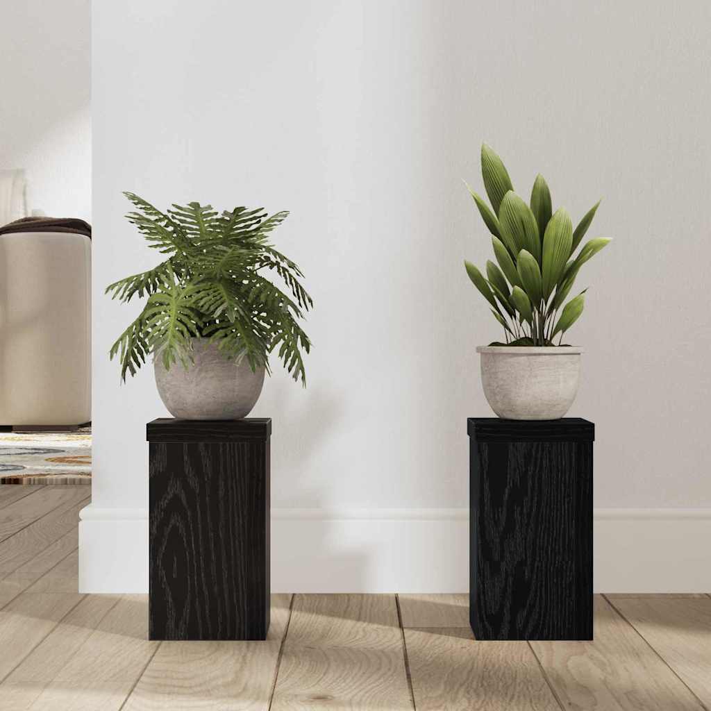 Növényállvány 2 pcs fekete tölgy 10 x 10 x 18 cm faanyag