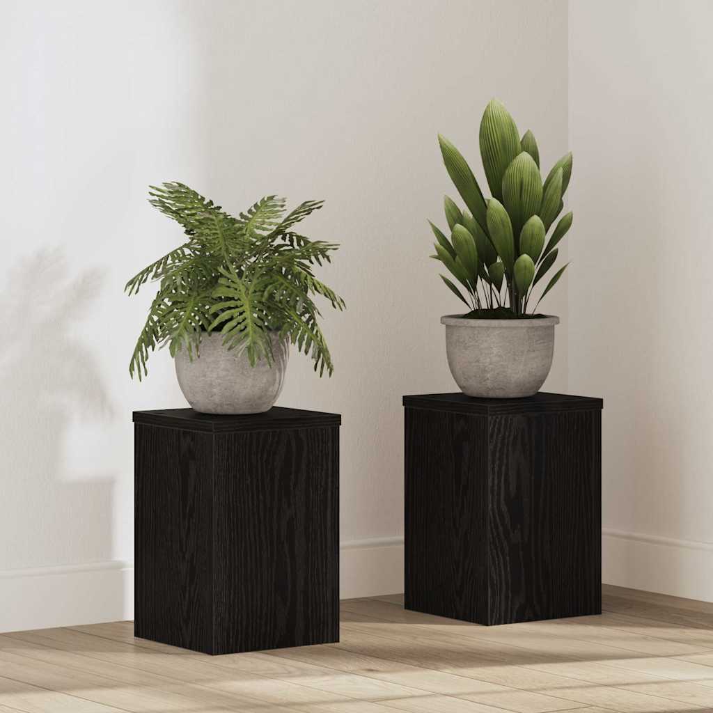 Növényállvány 2 pcs fekete tölgy 20 x 20 x 30 cm faanyag