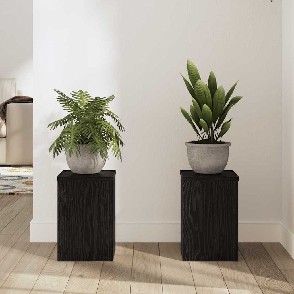 Növényállvány 2 pcs fekete tölgy 20 x 20 x 30 cm faanyag